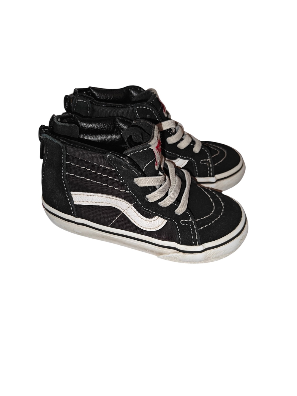 Vans Toddler SK8 HI Zip Skate Sneakers Blk White Size 7.5